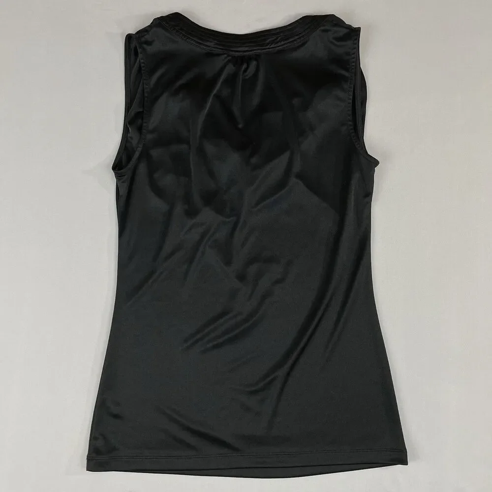 NY & Co. Silky Sleeveless Cowl Draped Neck Top Women’s Small Black Office Corp - Picture 2 of 11